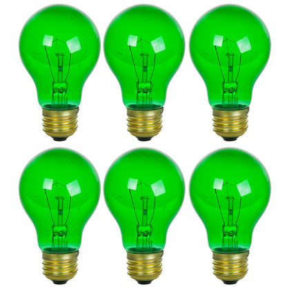 Sunlite 25A/TB/G/6PK Incandescent Green A19 25W Light Bulbs with Medium E26 Base (6 Pack)