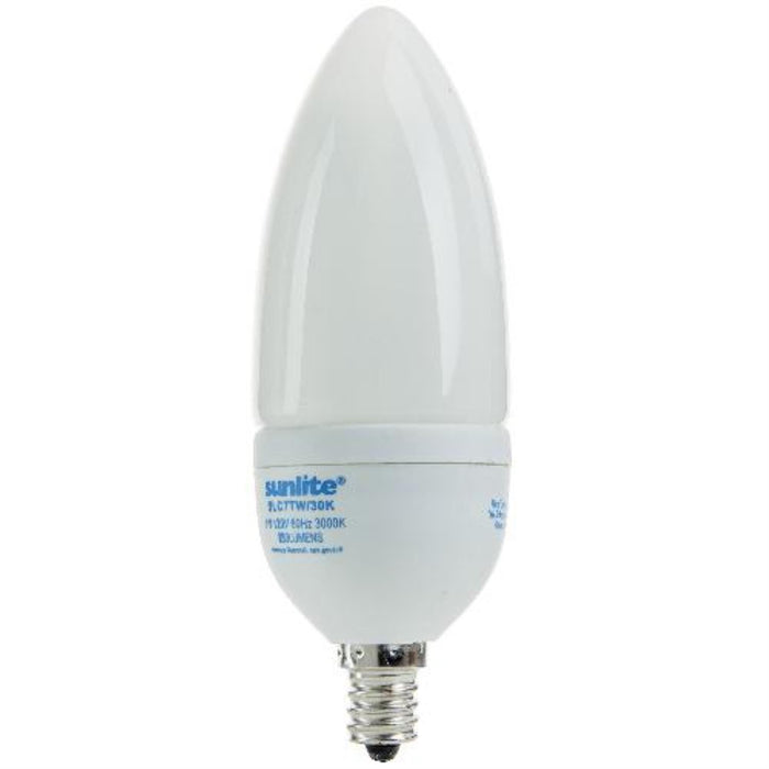 Sunlite 7 Watt Chandelier  Warm White Candelabra Base CFL Light Bulb