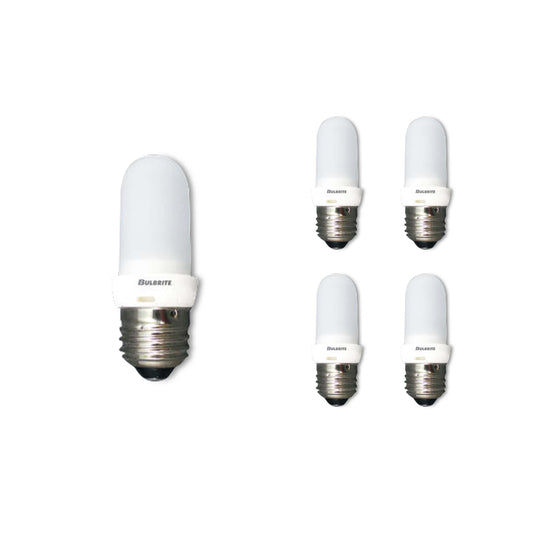 Bulbrite Pack of (5) 100 Watt 120V Dimmable Frost T8 Double Envelope Halogen Mini Light Bulbs with Medium (E26) Base, 2900K Soft White Light