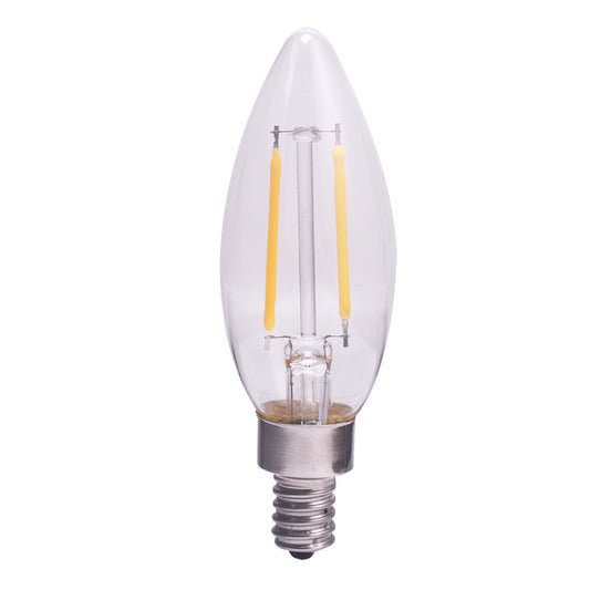 Luxrite LED B11 Torpedo Tip Chandelier Light Bulb, E12 Candelabra Base, 4W, 2700K - Warm White, 400 Lumens, 80 CRI, Clear Finish, Dimmable (LR21562)