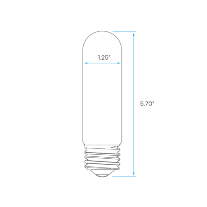 Luxrite LED T10 Filament Tubular Light Bulb, E26 Medium Base, 5W, 2700K - Warm White, 500 Lumens, 80 CRI, Clear Finish, Dimmable (LR21626)