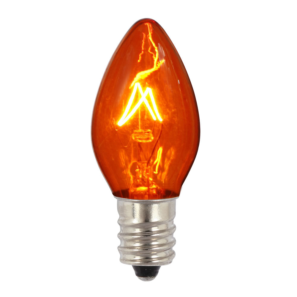 Vickerman C7 Transparent Amber Replacement Bulb, 130 Volt, 5 Watt, UL, E12 Base, 75 Pack