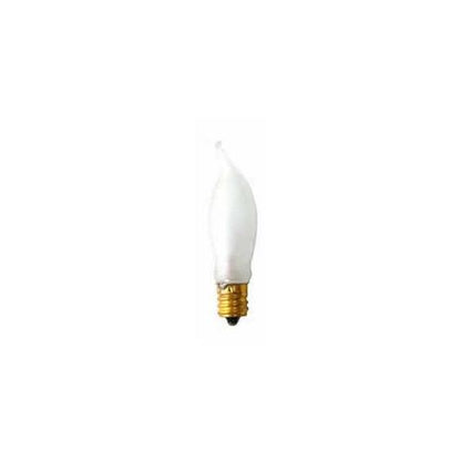 Bulbrite 7.5CFF/15/3 7.5 Watt Incandescent CA5 Flame Tip Chandelier Bulb, Candelabra Base, Frost