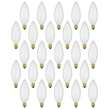 Sunlite 40 Watt Torpedo Tip Chandelier, Candelabra Base, Frost