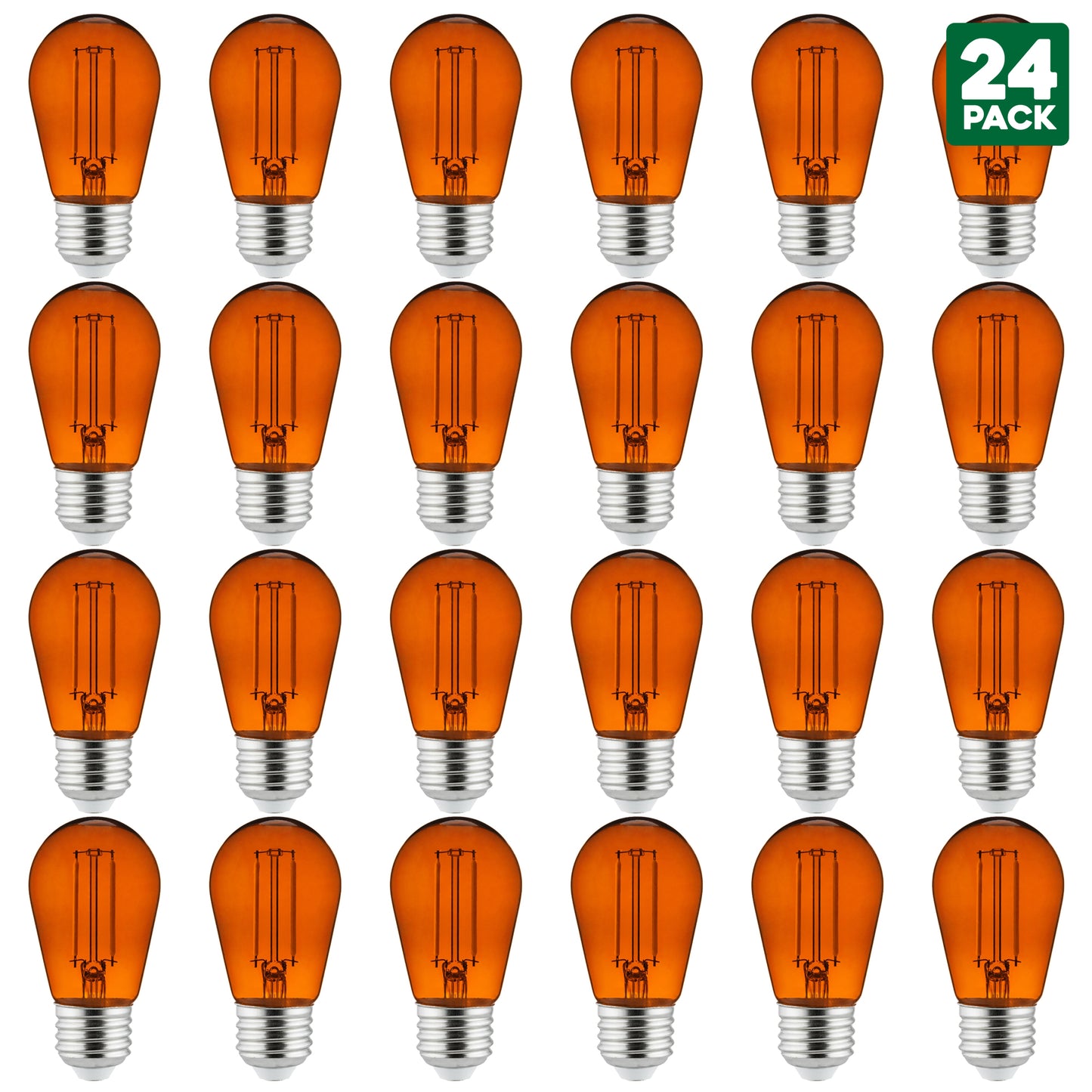 Sunlite LED Transparent Orange Colored S14 Medium Base (E26) Bulb - Parties, Decorative, and Holiday 15,000 Hours Average Life