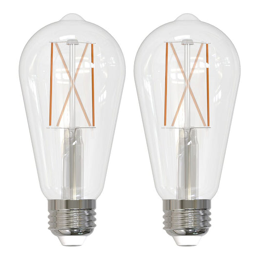 Bulbrite Pack of (2) 8.5 Watt Dimmable Clear Filament ST18 Medium (E26) LED Bulb - 850 Lumens, 2700K, and 90 CRI