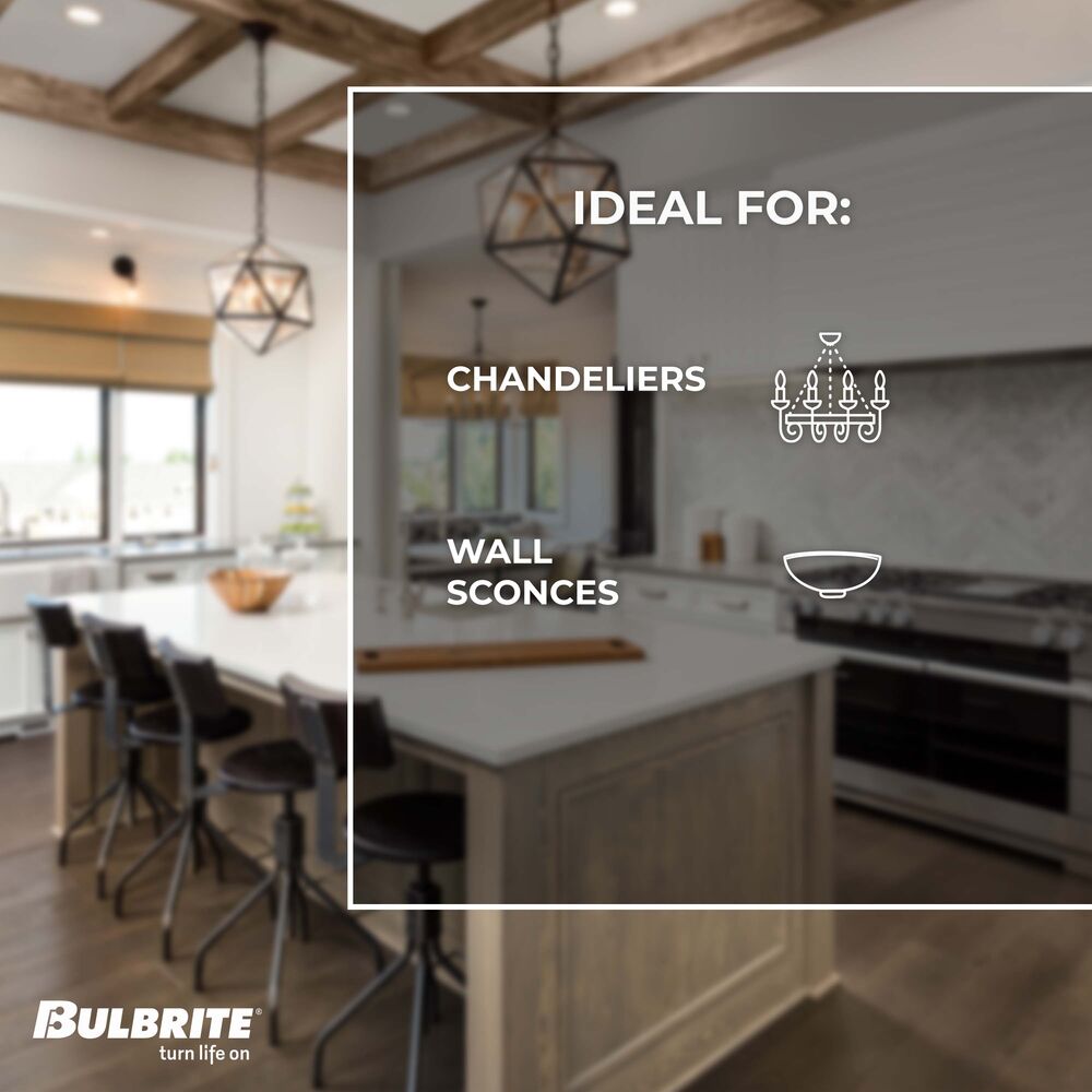 Bulbrite LED Filament Pack of (4) 5.5 Watt Dimmable B11 Light Bulbs with Clear Glass Finish and Medium (E26) Base - 2700K (Warm White Light), 500 Lumens