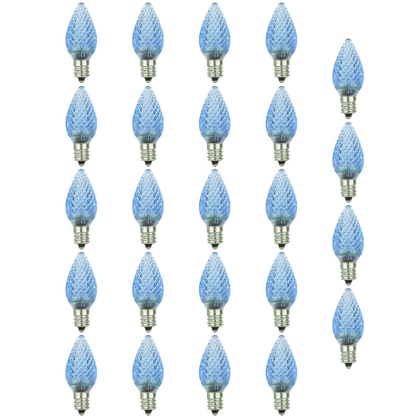 Sunlite LED C9 0.4W Blue Colored Decorative Chandelier Light Bulbs, Intermediate (E17) Base