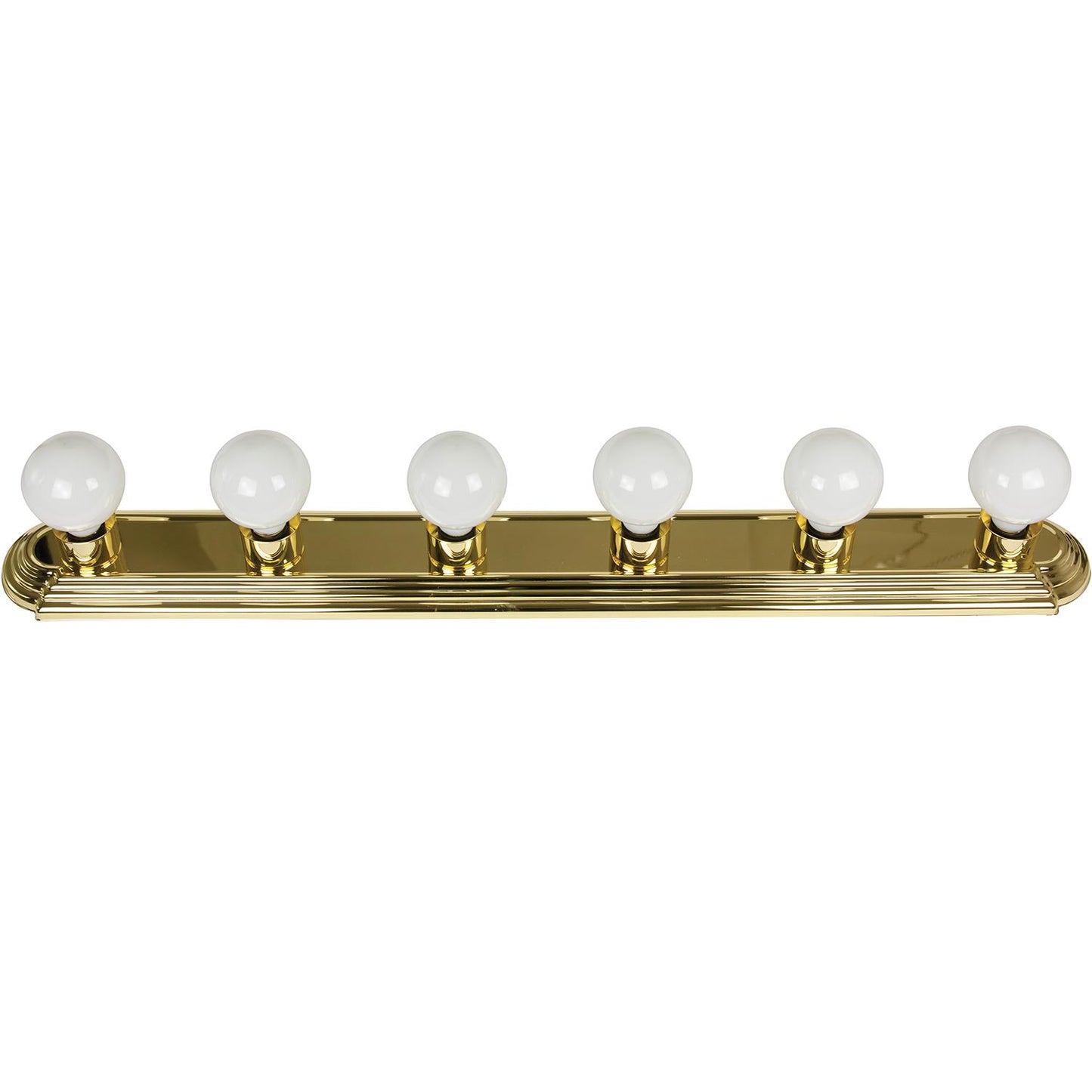 Sunlite 6 Lamp Vanity Globe Style Fixture, Polished Brass Finish