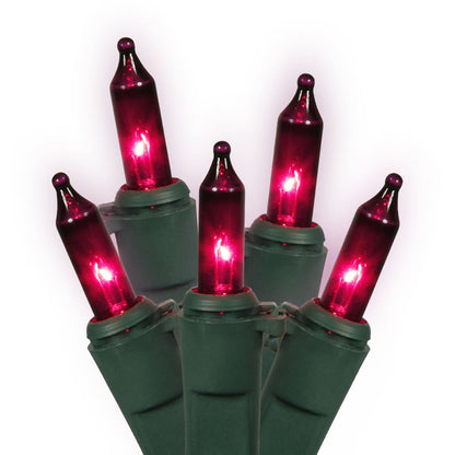 Vickerman 100 Purple Mini Light Icicle Light on Green Wire, 9' Christmas Light Strand- 2 Pack