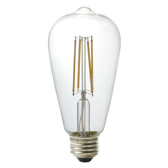 Luxrite LED ST19 Filament Style Light Bulb, E26 Medium Base, 5W, 2700K - Warm White, 80 CRI, Clear Finish, Dimmable, Pack of 7 (LR21616)