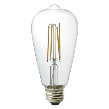Luxrite LED ST19 Filament Style Light Bulb, E26 Medium Base, 5W, 2700K - Warm White, 80 CRI, Clear Finish, Dimmable, Pack of 7 (LR21616)