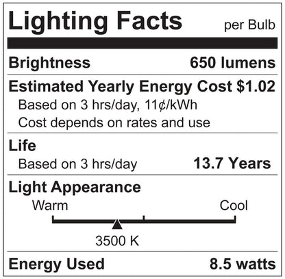 Luxrite LED BR30 Reflector Light Bulb, 8.5W, 650 Lumens, 3500K - Natural, 80 CRI, Frosted White Finish, Dimmable (LR31872)