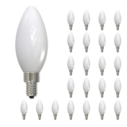 Bulbrite LED Filament Bulb, Milky Finish, 3000K, Fully Compatible Dimming, 4.5 Watts, E12 Candelabra Base, 400 Lumens, 120V, Soft White Light 24-Pack