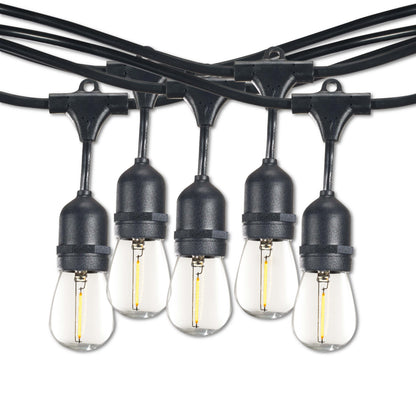 BULBRITE 14' STRING LIGHT 10 SOCKETS 16" SPACING E26 BLACK KIT - W/1W PLASTIC LED S14 CLEAR LAMPS-2PK