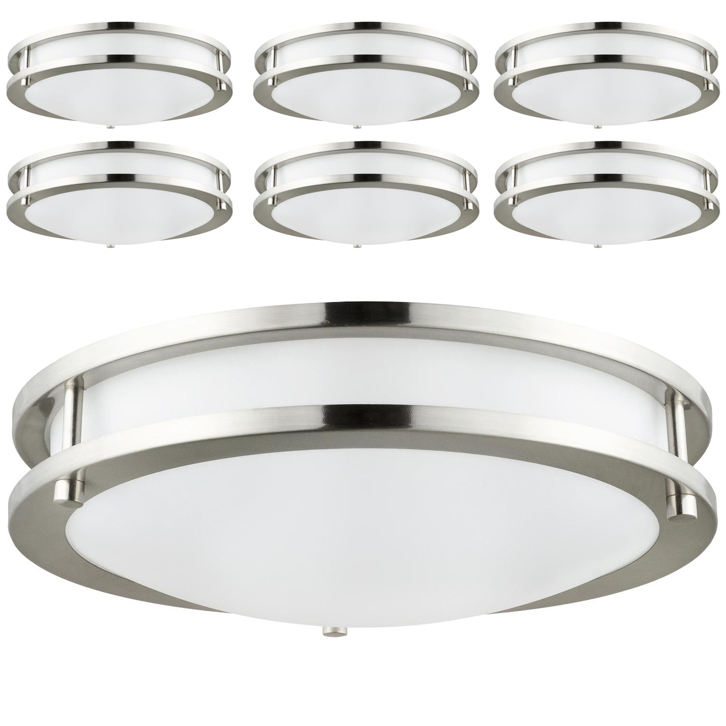 Sunlite LFX/DCO16/BN/24W/E/D/30K LED 24W 16" Decorative Brushed Nickel Ceiling Light Fixtures, 3000K Warm White