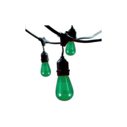 Bulbrite STRING15/E26-11S14TG Outdoor String Light w/Green Incandescent 11S14 Bulbs, 48-Feet, 15 Lights