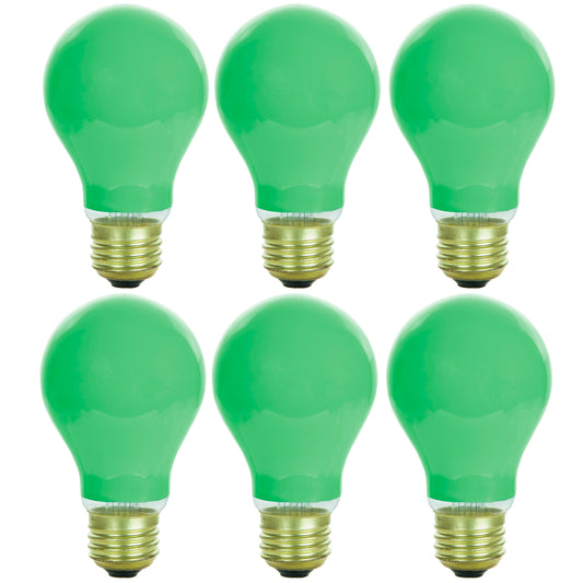 6 Pack Sunlite Incandescent 40 Watt A19 Green Ceramic Light Bulb