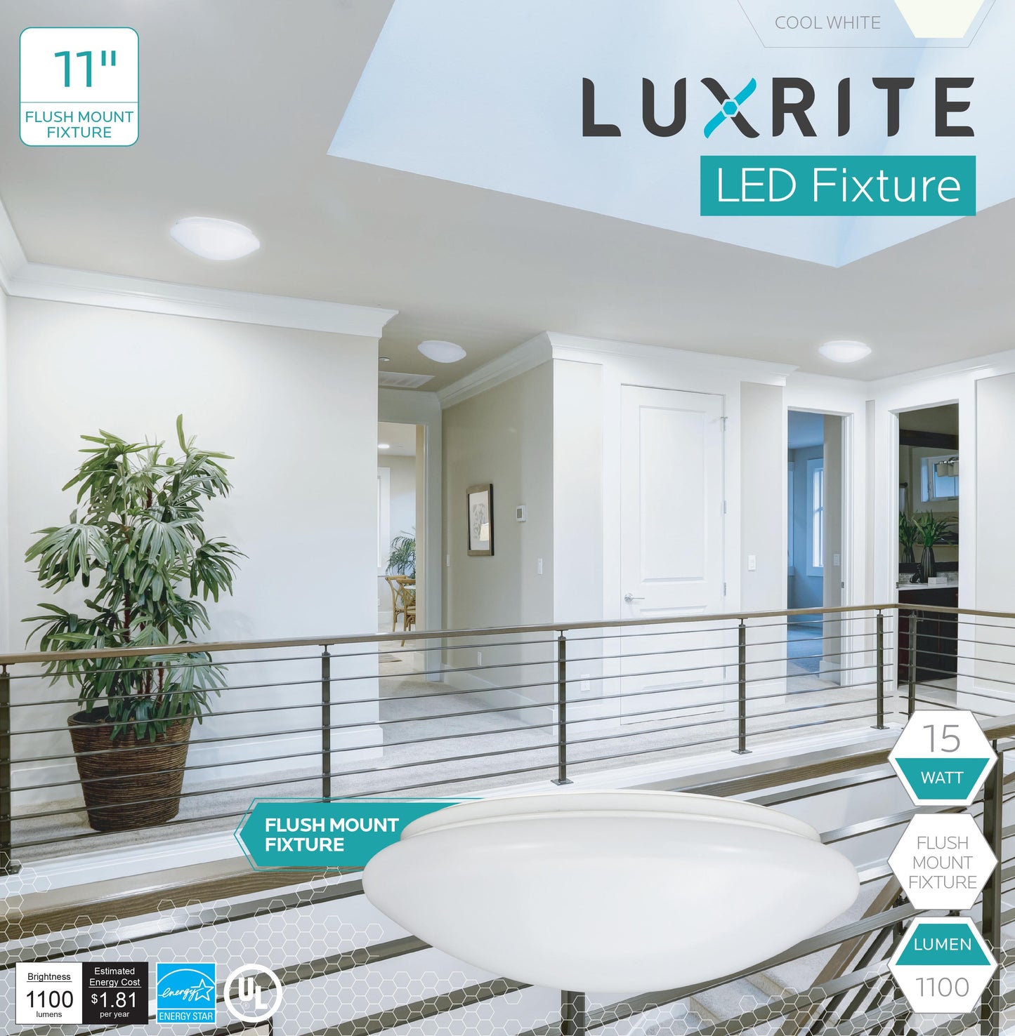 Luxrite Surface Mount LED11"FIXTURE/ROUND/40K/2 4000K Cool White