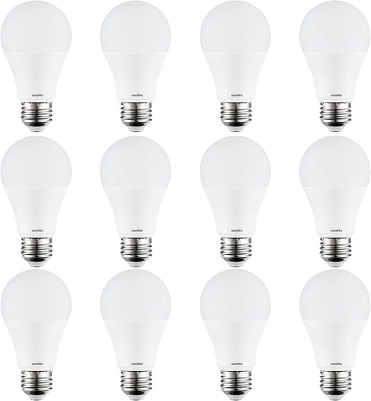 Sunlite 88347-SU LED A19 Standard Light Bulb, 5.5 Watts (40 Watt Equivalent), 450 Lumens, Medium Base (E26), Dimmable, UL Listed, Energy Star, 2700K Warm White, Pack of 12