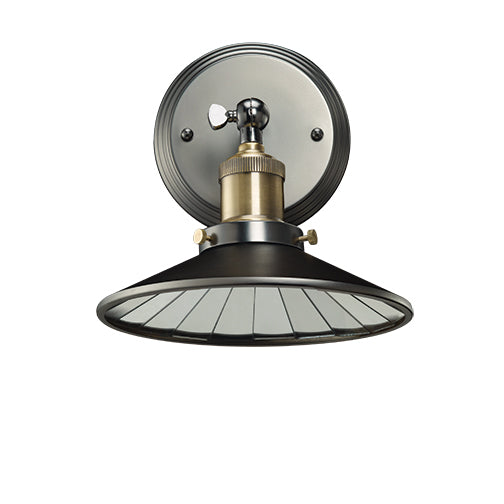Bulbrite NOS/SCON/SHADE-PW Vintage 1-Light Brass Shade with Mirrored Reflector Wall Sconce, Pewter Finish