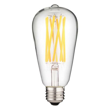 Sunlite 80750-SU LED ST19 Filament Style Edison Light Bulb 8.5 Watts (60W Equivalent), 880 Lumens, Medium Base (E26), Dimmable, ETL Listed, 27K Warm White, Pack of 6