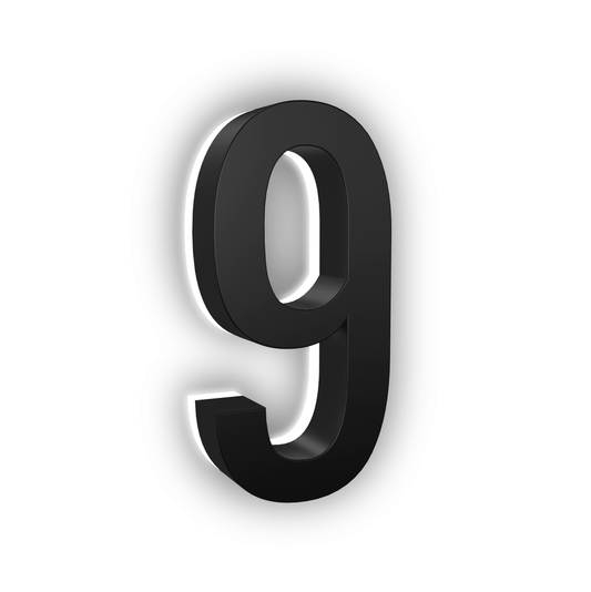 Illuminated Address Numbers - ABS Polymer - 5000K - 5-inch / Black / 9