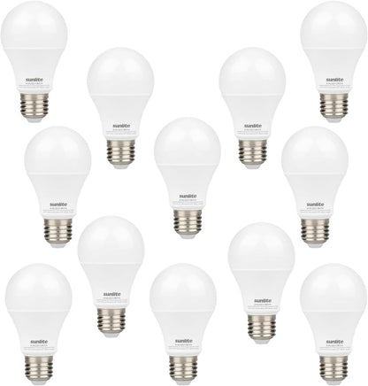 Sunlite LED A19 Light Bulb, Non-Dimmable 11 Watt (75W Equivalent), 1100 Lumens, Medium (E26) Base, UL Listed, 2700K Warm White, 12 Count