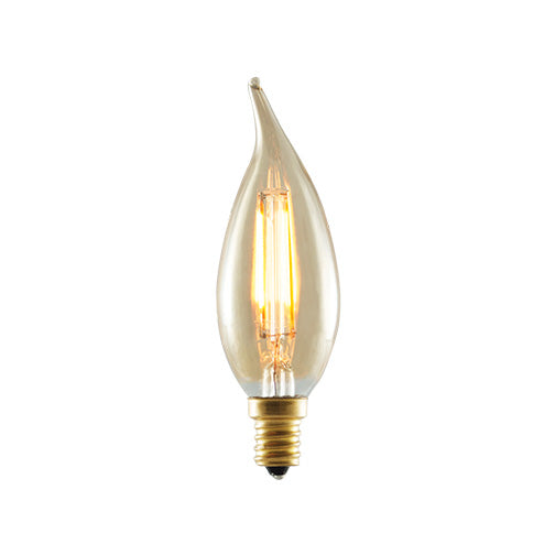 Bulbrite LED2CA10/22K/FIL-NOS 2-Watt LED Nostalgic CA10 Flame-Tip Chandelier Bulb, 25W Equivalent, Candelabra Base, Antique Finish