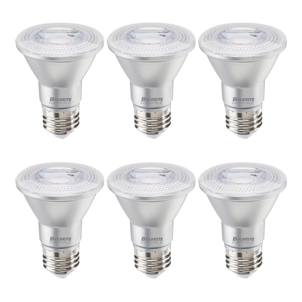 Bulbrite Pack of (6) 6.5 Watt Dimmable Narrow Flood PAR20 Medium (E26) LED Bulb - 488 Lumens, 2700K, and 90 CRI