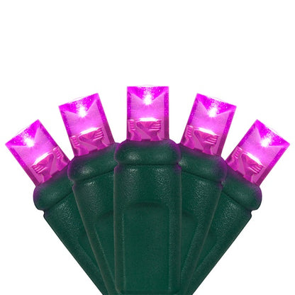 Pink Conical LED Craft Lights on Green Wire - 20 Lights, Approx. 5' Long