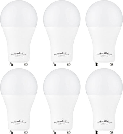 Sunlite 87974 LED A19 Light Bulb, 10 Watts (60W Equivalent), 800 Lumens, GU24 Twist and Lock Base, Dimmable, 90 CRI, UL Listed, Energy Star, Title 20 Compliant, 4000K Cool White, 6 Pack