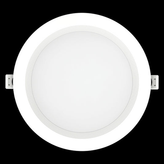 Luxrite LED 6" Mini Panel Round Baffled Canless Wafer Spotlight, 14W, 1150 Lumens, Color Selectable - 2700K/3000K/3500K/4000K/5000K, 90 CRI, White Finish, Dimmable, Pack of 2 (LR23732)