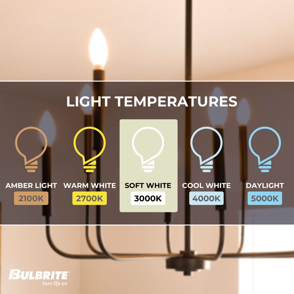 Bulbrite LED Filament Bulb, Milky Finish, 3000K, Fully Compatible Dimming, 4.5 Watts, E12 Candelabra Base, 400 Lumens, 120V, Soft White Light 48-Pack