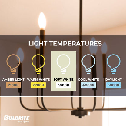 Bulbrite LED Filament Bulb, Milky Finish, 3000K, Fully Compatible Dimming, 4.5 Watts, E12 Candelabra Base, 400 Lumens, 120V, Soft White Light 48-Pack