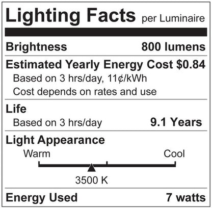 Luxrite LED B11 Torpedo Tip Chandelier Light Bulb, E12 Candelabra Base, 7W, 3500K - Natural, 800 Lumens, 80 CRI, Clear Finish, Dimmable, Pack of 7 (LR21648)