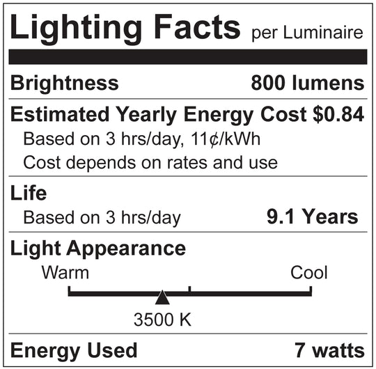 Luxrite LED B11 Torpedo Tip Chandelier Light Bulb, E12 Candelabra Base, 7W, 3500K - Natural, 800 Lumens, 80 CRI, Clear Finish, Dimmable (LR21648)