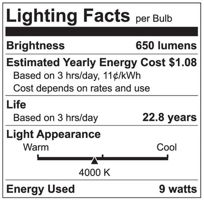 Luxrite LED BR30 Reflector Light Bulb, 9W, 650 Lumens, 4000K - Cool White, 80 CRI, Frosted White Finish, Dimmable (LR31853)