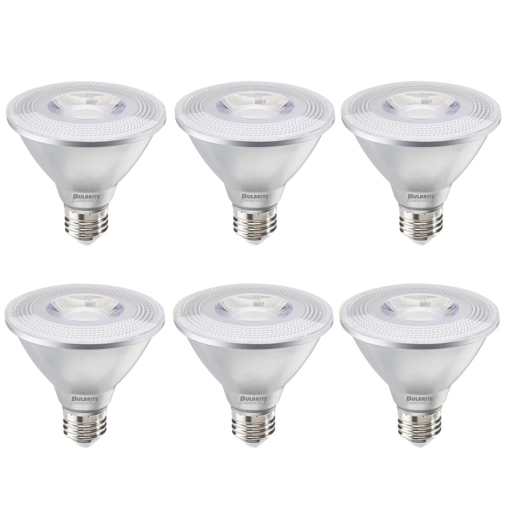 Bulbrite Pack of (6) 10 Watt Dimmable Narrow Flood PAR30SN Medium (E26) LED Bulb - 800 Lumens, 2700K, and 80 CRI