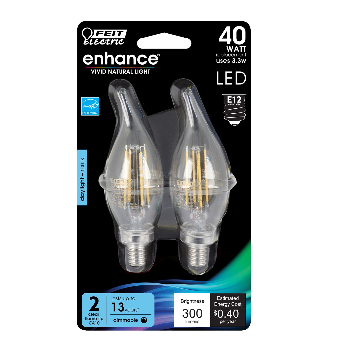 40-Watt Equivalent CA10 Dimmable Daylight Filament LED