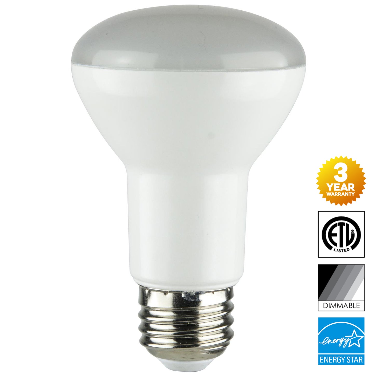 Sunlite 8-Watt Dimmable LED R20 Reflector Bulb, 50W Incandescent Equivalent, Medium (E26) Base, 3000K Warm White