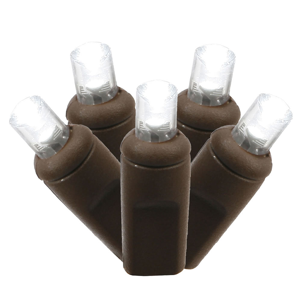Vickerman 50 Pure White Wide Angle LED Single Mold light on Brown Wire, 25' Christmas Light Strand- 2 Pack