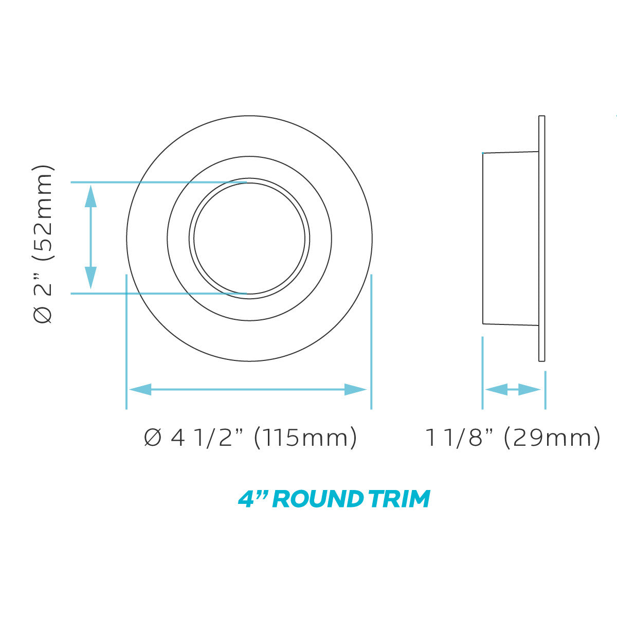 Luxrite 4" Regressed Interchangeable Round Smooth White Trim Canless Spotlight, Pack of 5 ( (LR24952)