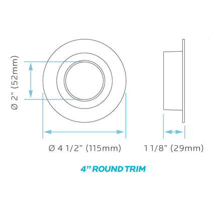 Luxrite 4" Regressed Interchangeable Round Smooth White Trim Canless Spotlight, Pack of 5 ( (LR24952)