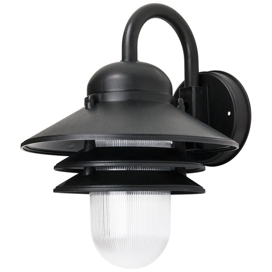 Sunlite 41370-SU Nautical Style Outdoor Wall Fixture, Medium Base Socket (E26), Weatherproof Polycarbonate, Prismatic Acrylic Lens, Made in the USA, UL Listed, Black Finish