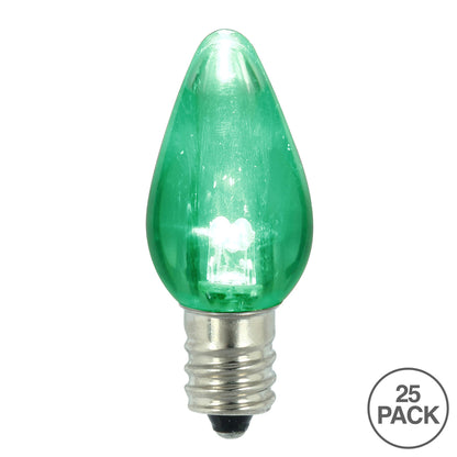 Vickerman C7 Transparent Plastic LED Green Dimmable Bulb, 50 Pack.