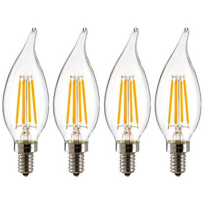 Sunlite LED Vintage Chandelier 4W (40W Equivalent) Light Bulb Candelabra (E12) Base, Warm White