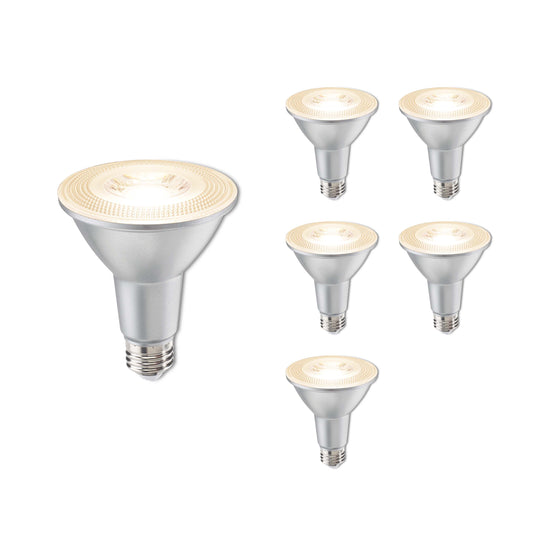 Bulbrite Pack of (6) 10 Watt Dimmable Flood PAR30LN Medium (E26) LED Bulb - 800 Lumens, 2700K, and 90 CRI