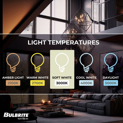 Bulbrite LED Filament Pack of (4) 4.5 Watt Dimmable T6 Light Bulbs with a Milky Finish and Candelabra (E12) Base - 3000K (Soft White Light), 400 Lumens