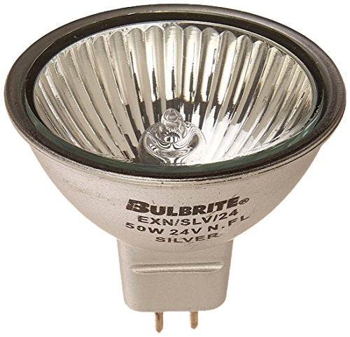 Bulbrite EXN/SLV/24 50 Watt Dimmable Halogen MR16 Bulb, Bi-Pin GU5.3 Base, Silver